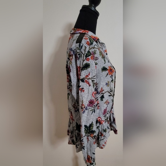 Anthropologie Maeve Janie Multicolored Flounced Floral Polka Dot Top Size 4 - Picture 6 of 10